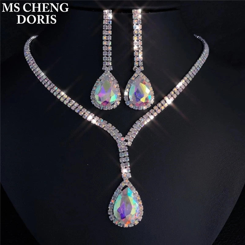Fashion Wedding Bridal Jewelry Sets For Women Rhinestone Austrian Crystal