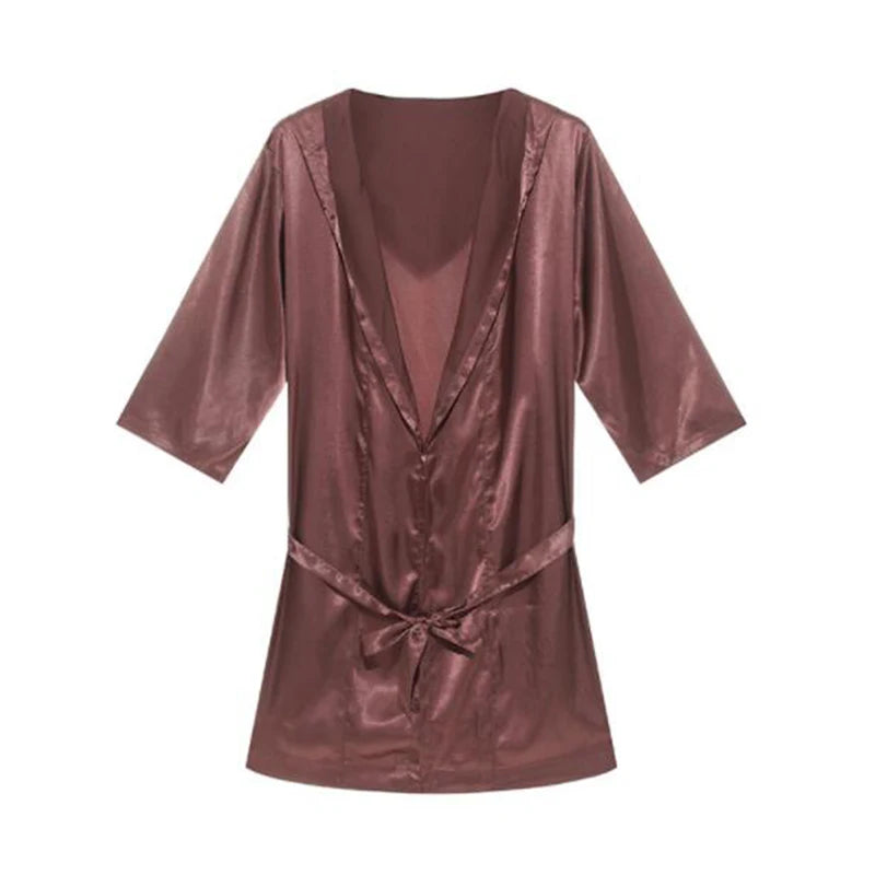 Men's Sleepwear Robe Night Clothes Silk Kimono Bathrobe Men