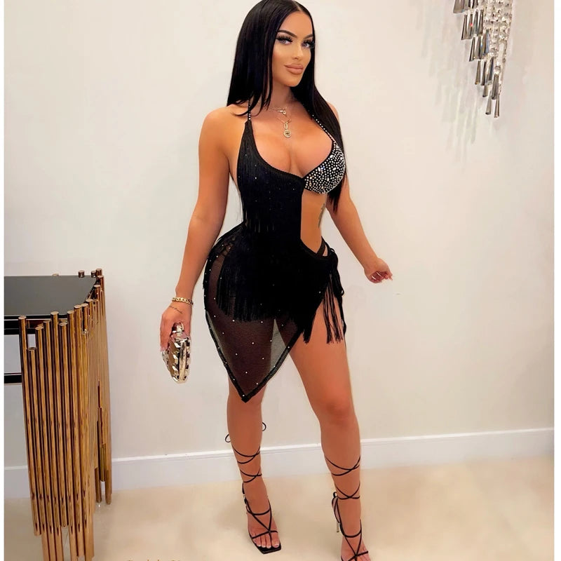 Tight Tassel Hot Diamond Sexy Dress