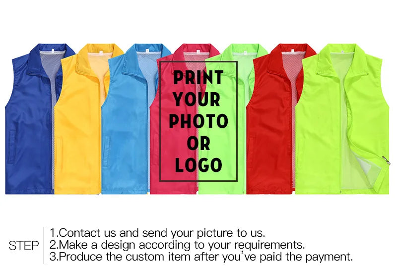 Men's Custom Made Design Vests Photo Print Logo Text