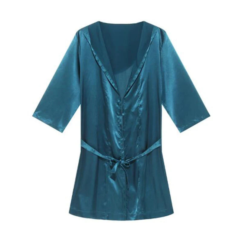 Men's Sleepwear Robe Night Clothes Silk Kimono Bathrobe Men
