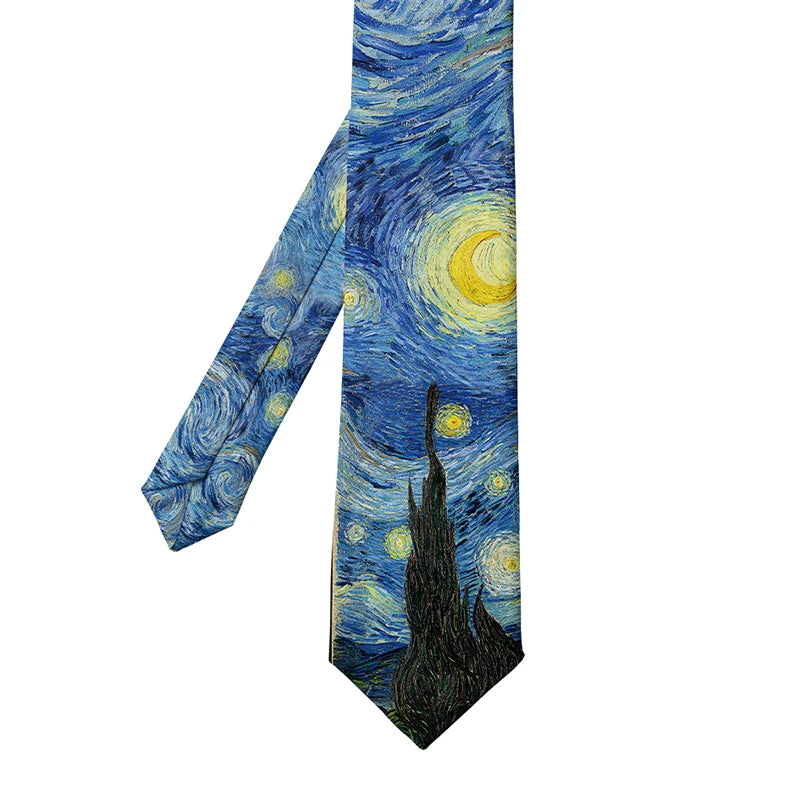 3D Printed 8cm Wide Men's Tie Van Gogh Oil Painting