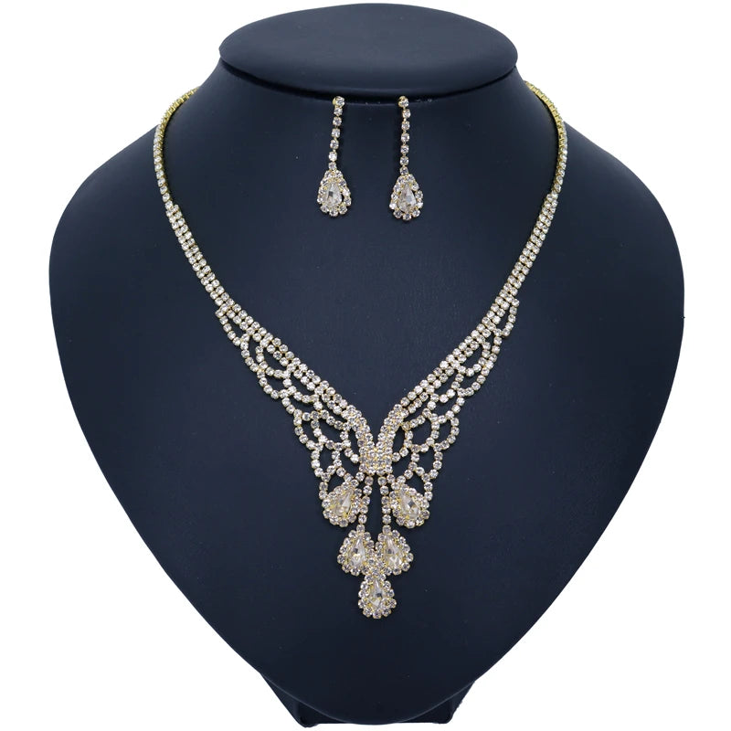 Fashion Wedding Bridal Jewelry Sets For Women Rhinestone Austrian Crystal