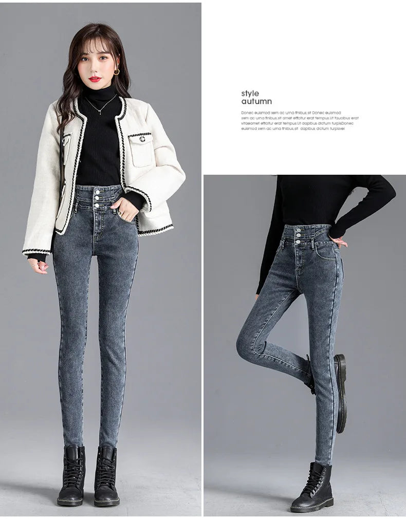 Fleece High-waist Warm Skinny Jeans