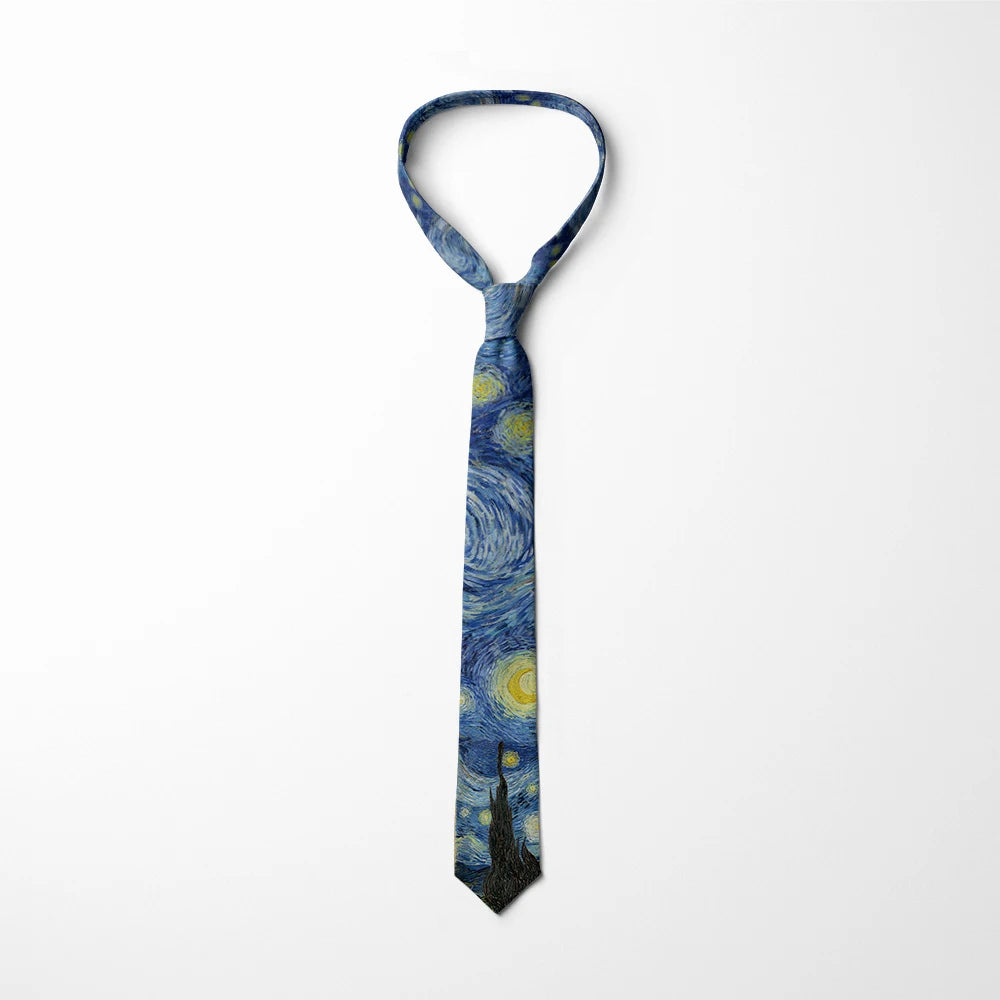 3D Printed 8cm Wide Men's Tie Van Gogh Oil Painting