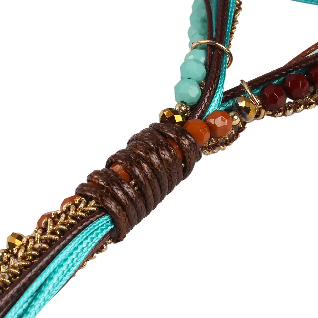 Boho Women Summer Long Necklace Handmade Round Bead Tassel Neck