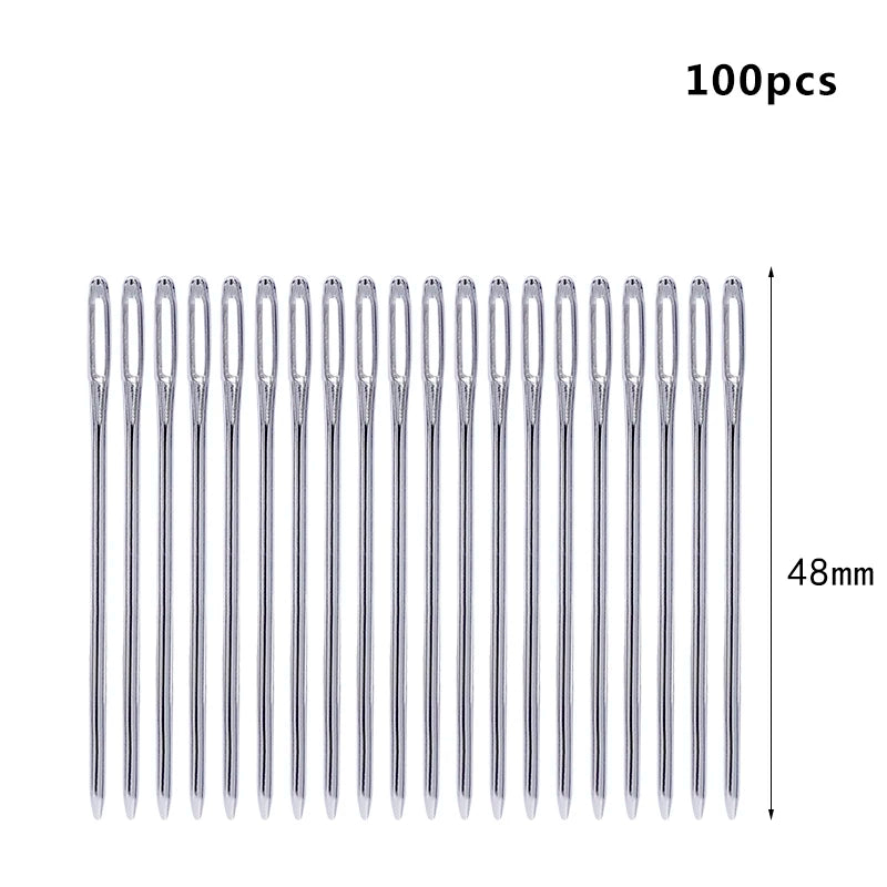20/100PCS Large-Eye Blunt Point Tapestry Needles Hand Sewing Round Embroidery Silvery Needle DIY Apparel Sewing