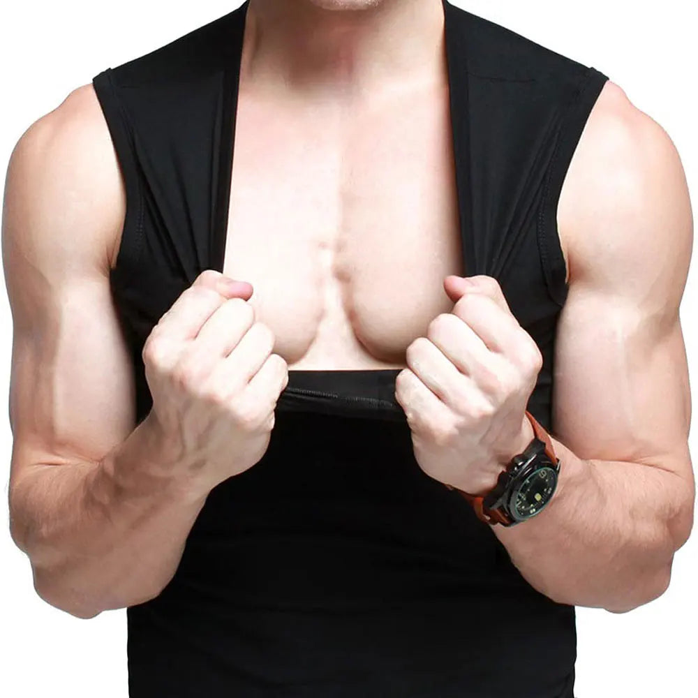 Mens Cotton T-Shirts V-Neck Sleeveless Muscle Tank Shirts Gym