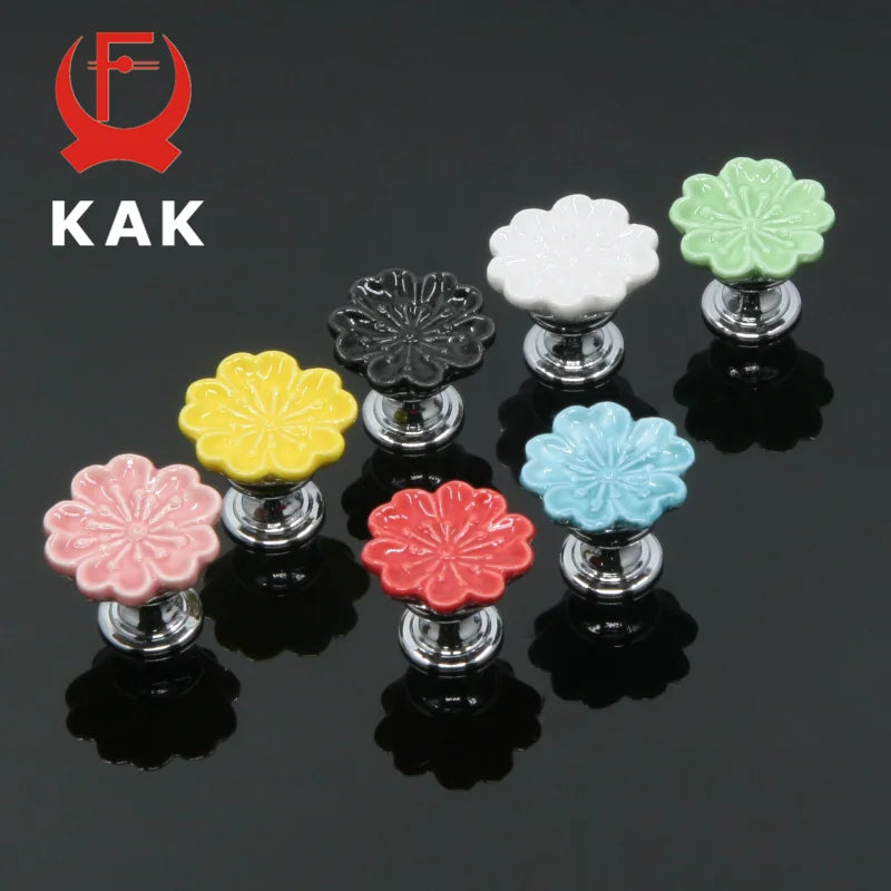 KAK Orchid Ceramic Handles Drawer Knobs