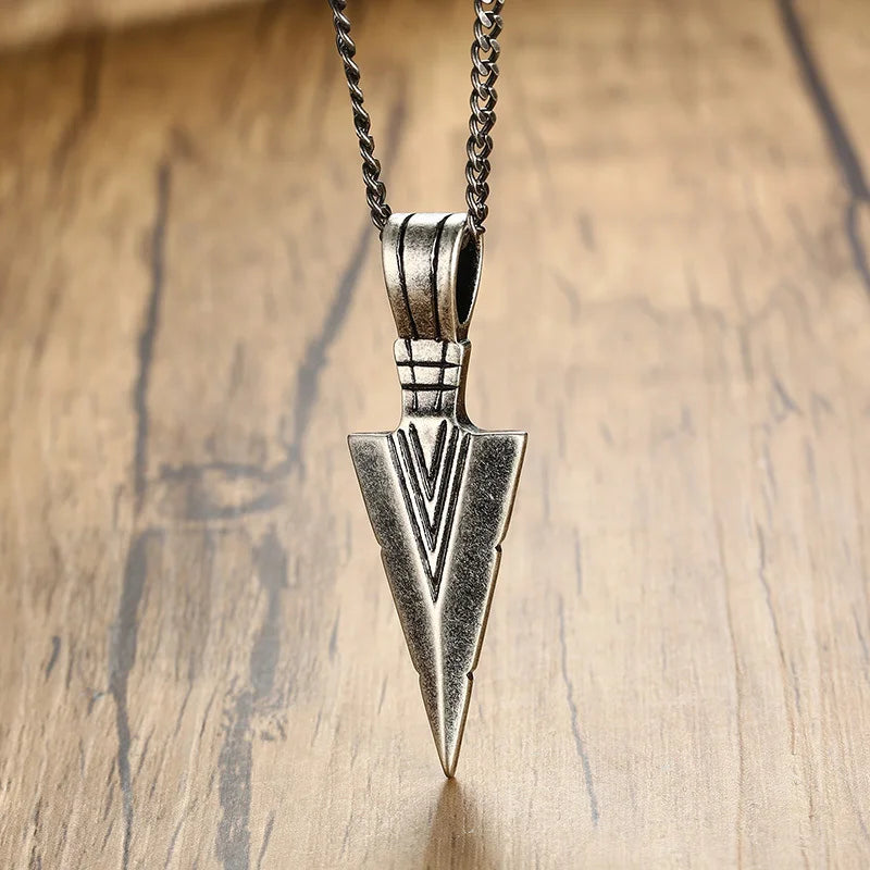 Mens Arrow Pendant Necklace for Men Stainless Steel