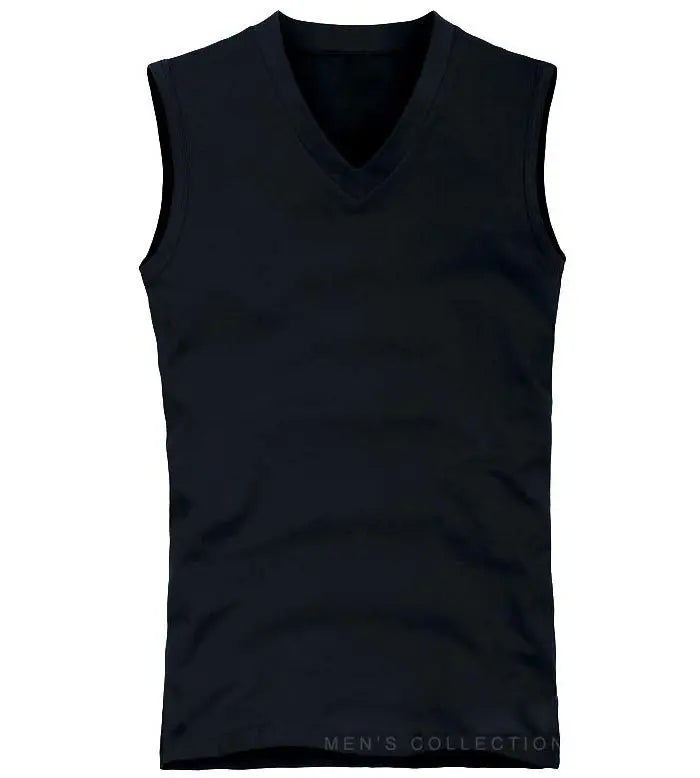 Mens Cotton T-Shirts V-Neck Sleeveless Muscle Tank Shirts Gym