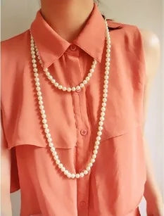 2025 New Fashion Women Jewelry Pearl Bead Necklace Long Sweater