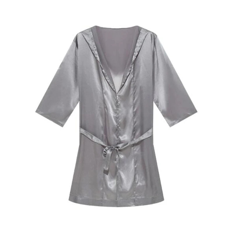 Men's Sleepwear Robe Night Clothes Silk Kimono Bathrobe Men