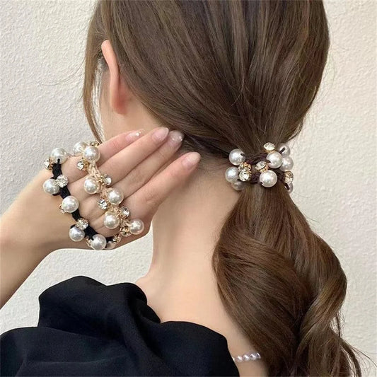 Woman Elegant Pearl Hair Ties Beads Girls Scrunchies Rubber Bands