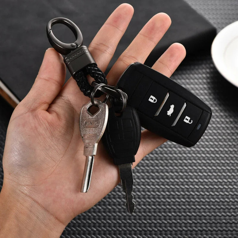 Men's Creative Metal Leather Key Chain Ring Keyfob