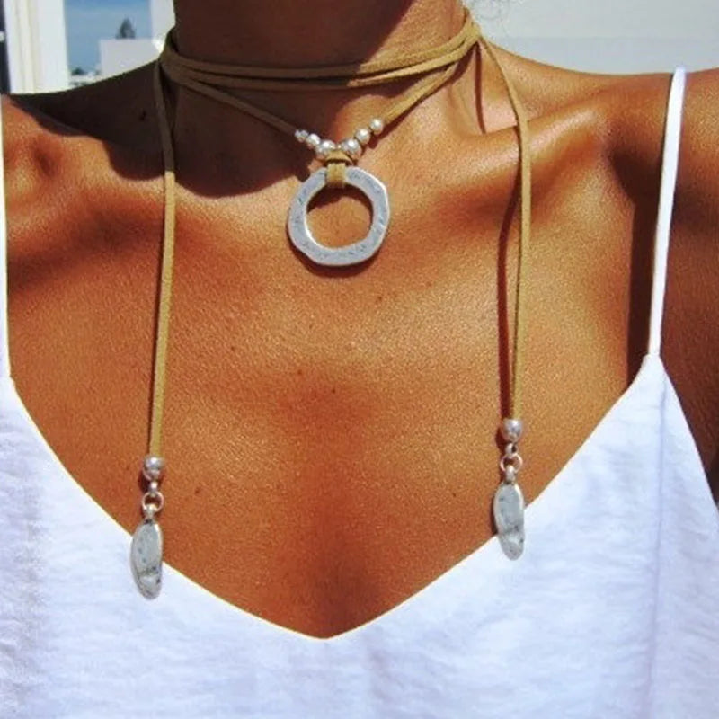 wrap necklace minimal necklace Boho jewelry