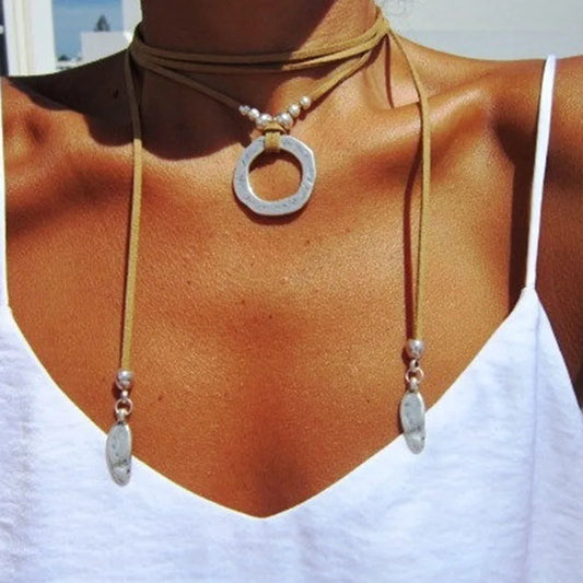 wrap necklace minimal necklace Boho jewelry