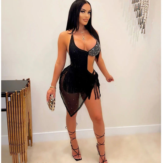 Tight Tassel Hot Diamond Sexy Dress