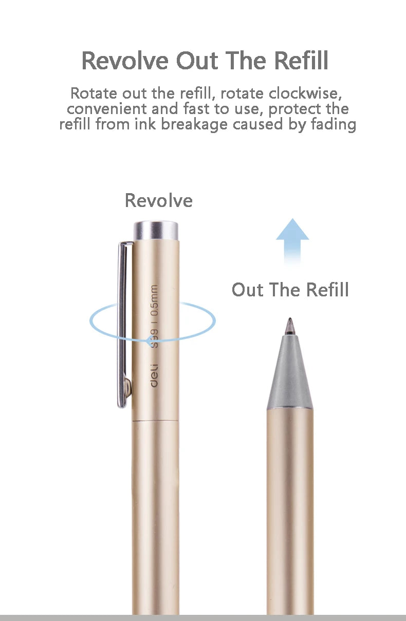 Deli Metal Sign Pen Pens Gold / Silver Gel Pen 0.5mm Refils Gold Silver PREMEC