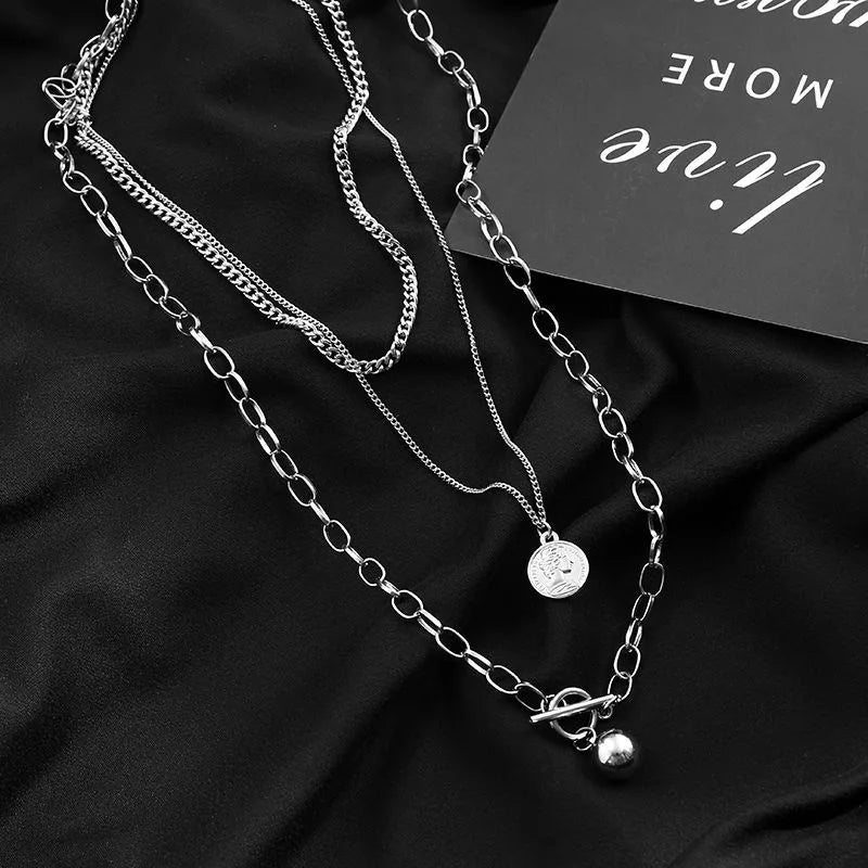 Layered Chain Necklace Neck Chains Lock Pendant Jewelry