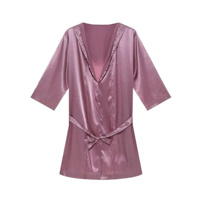 Men's Sleepwear Robe Night Clothes Silk Kimono Bathrobe Men