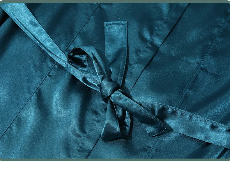 Men's Sleepwear Robe Night Clothes Silk Kimono Bathrobe Men