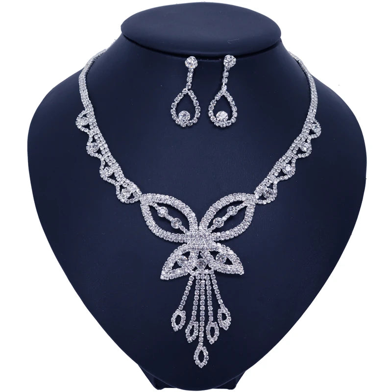 Fashion Wedding Bridal Jewelry Sets For Women Rhinestone Austrian Crystal