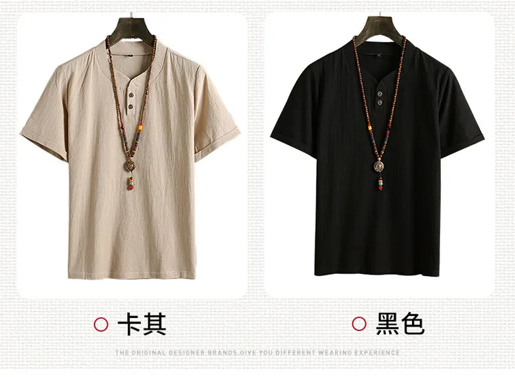 (Shirt + trousers) summer fashion men shirt Man Cotton and linen shirts