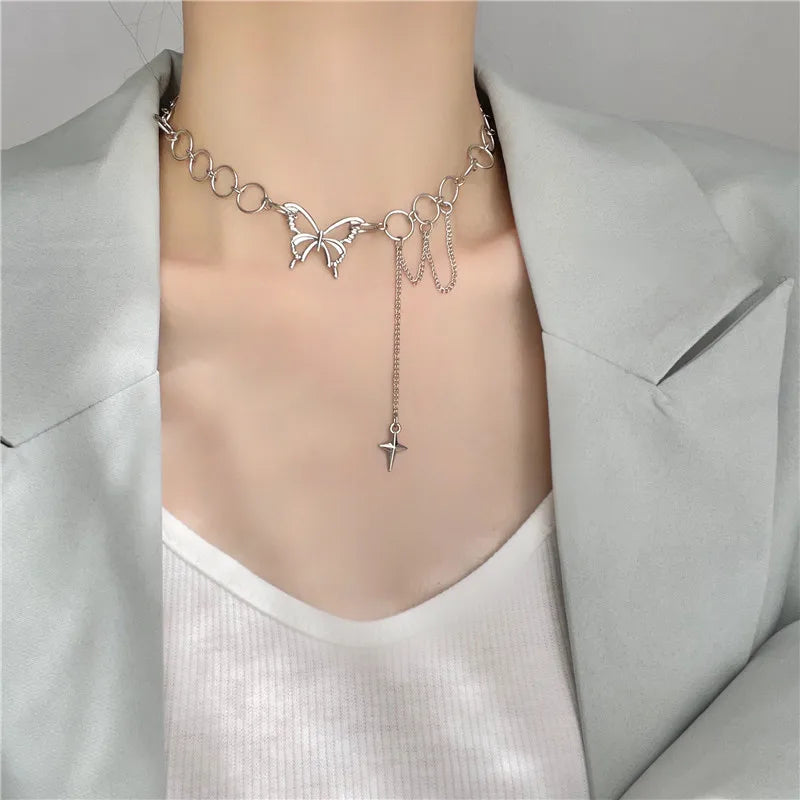Layered Chain Necklace Neck Chains Lock Pendant Jewelry