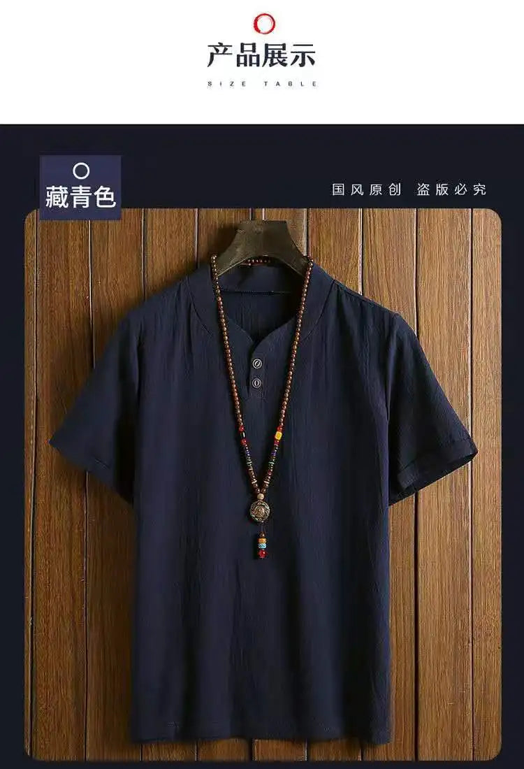 (Shirt + trousers) summer fashion men shirt Man Cotton and linen shirts