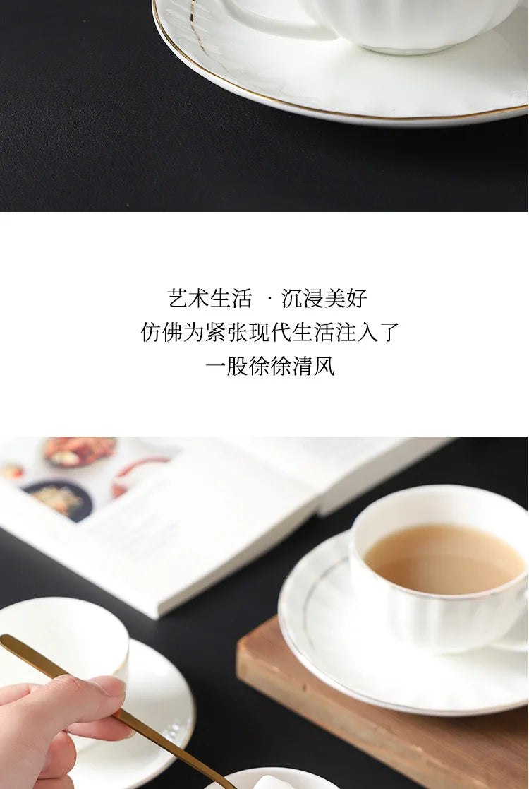 mug Bone china gold edged coffee cup set luxury