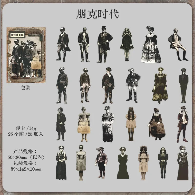 Mr. Paper, Retro Character Hard Card Stickers, Decorative Scrapbook Notebook