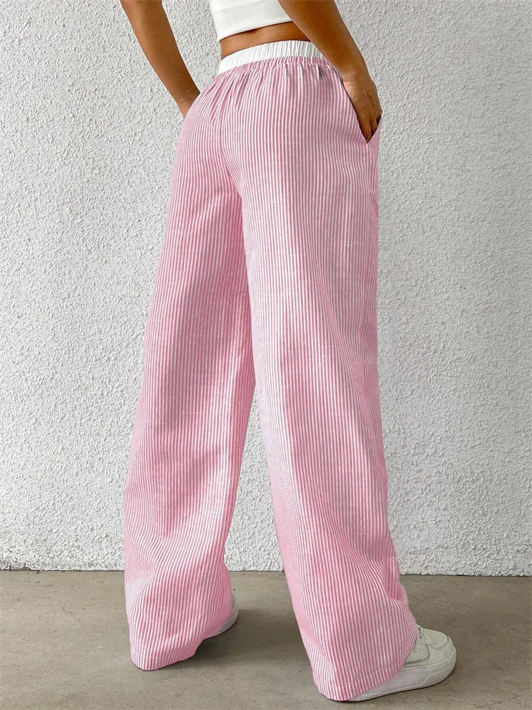 Striped Woven Wide Leg Pants