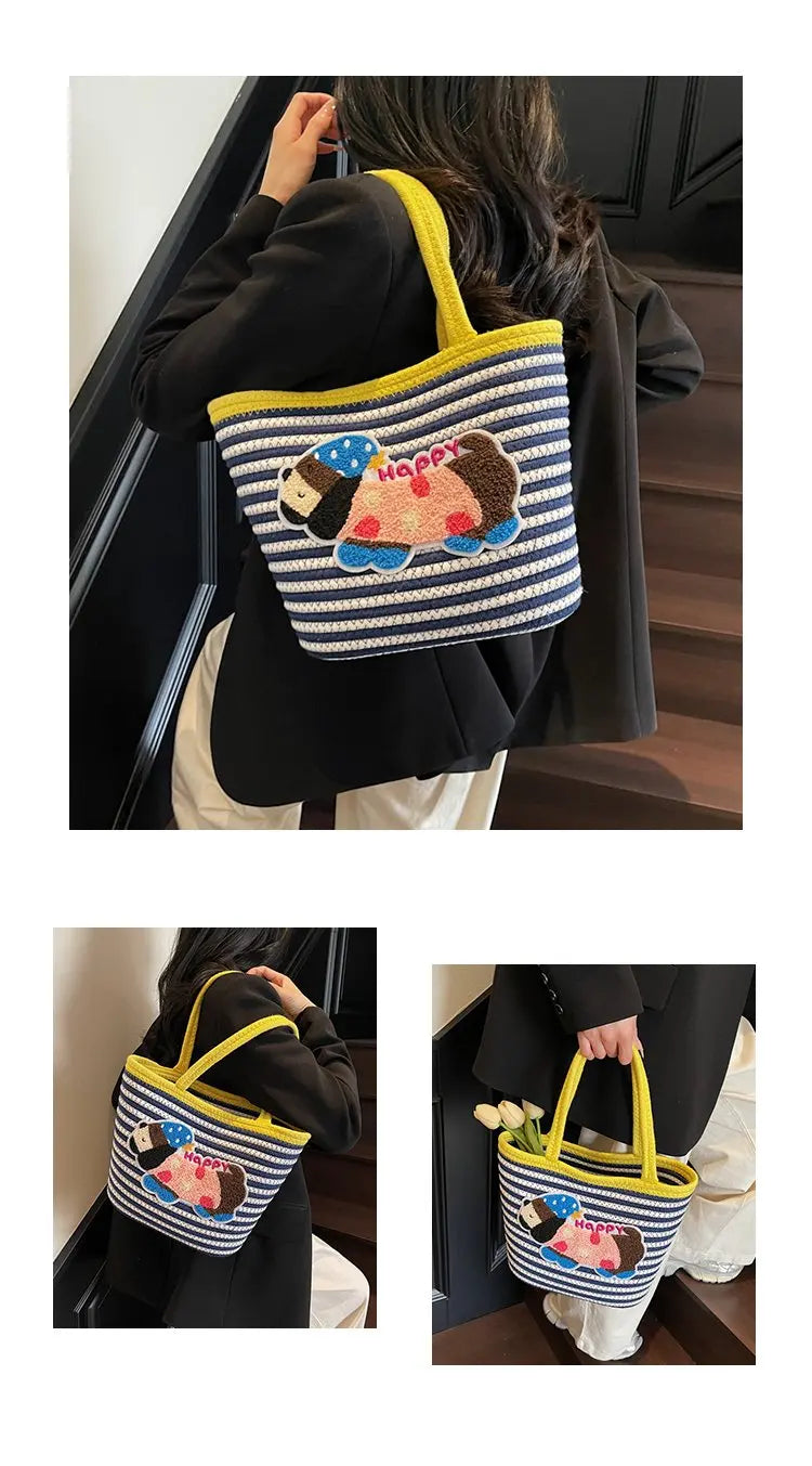 Cartoon Small Basket Bag for Girls Children Outdoor Picnic Single oulder