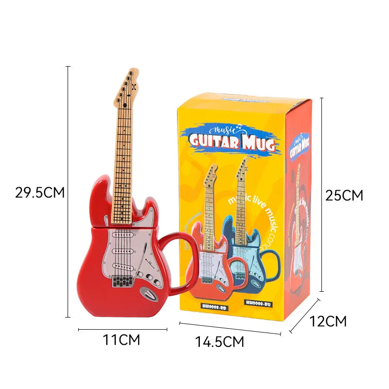 Creative Guitar Cup Shape Mug With Lid Novel 3D