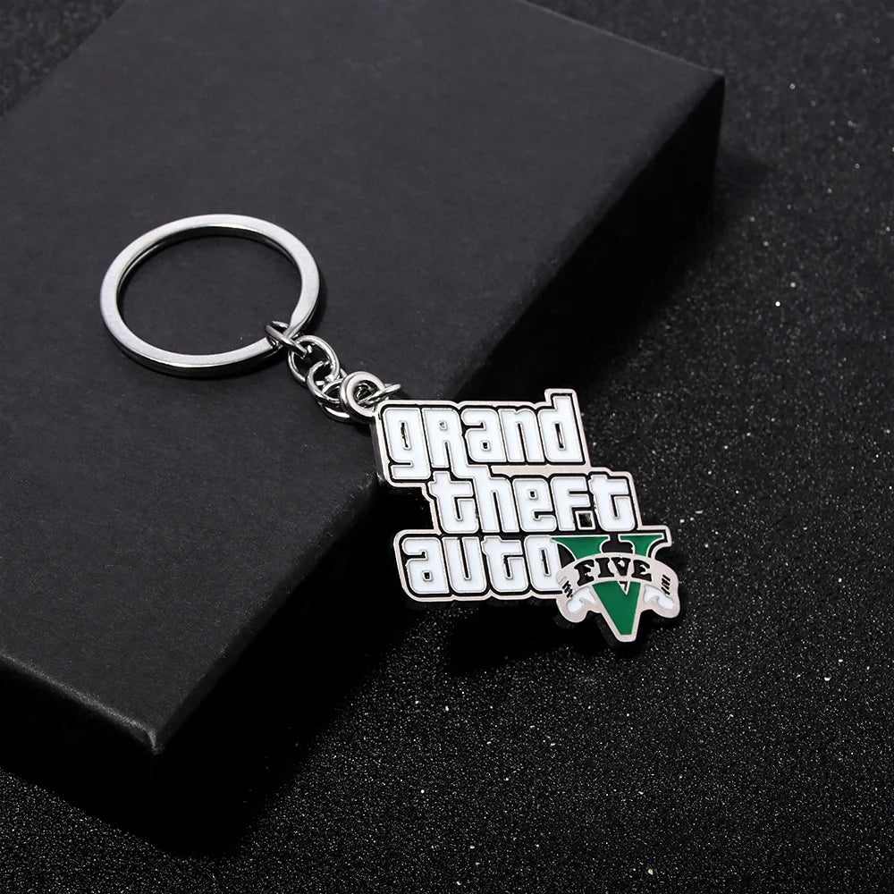 Fashion Jewelry PS4 GTA 5 Keychain Grand Theft Auto V Keyring car pendant Accessories