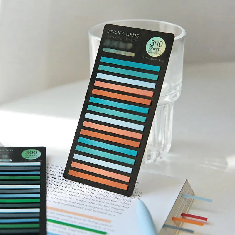 Rainbow Long Index Stickers 300 Sheets Fluorescent PET Waterproof Color