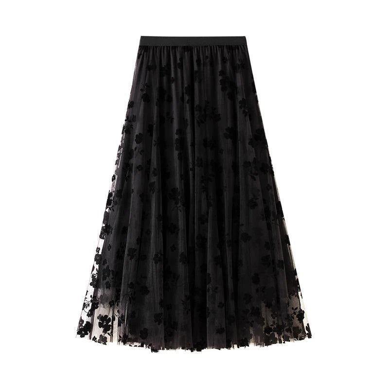 High Waist Tulle Midi Skirts