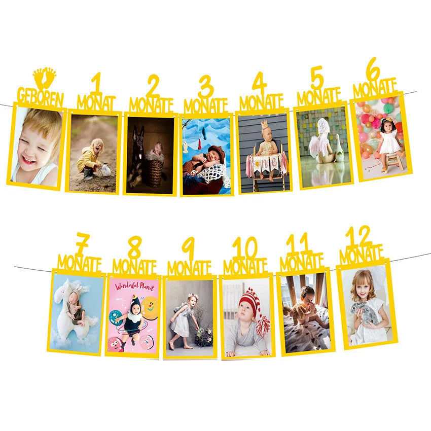 Baby 1st Birthday 12 Months Photo Frame Banner