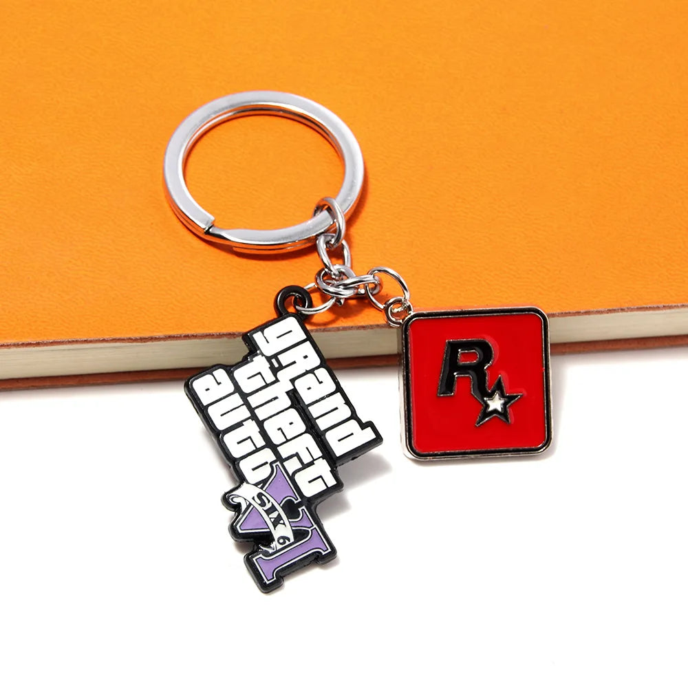 Fashion Jewelry PS4 GTA 5 Keychain Grand Theft Auto V Keyring car pendant Accessories