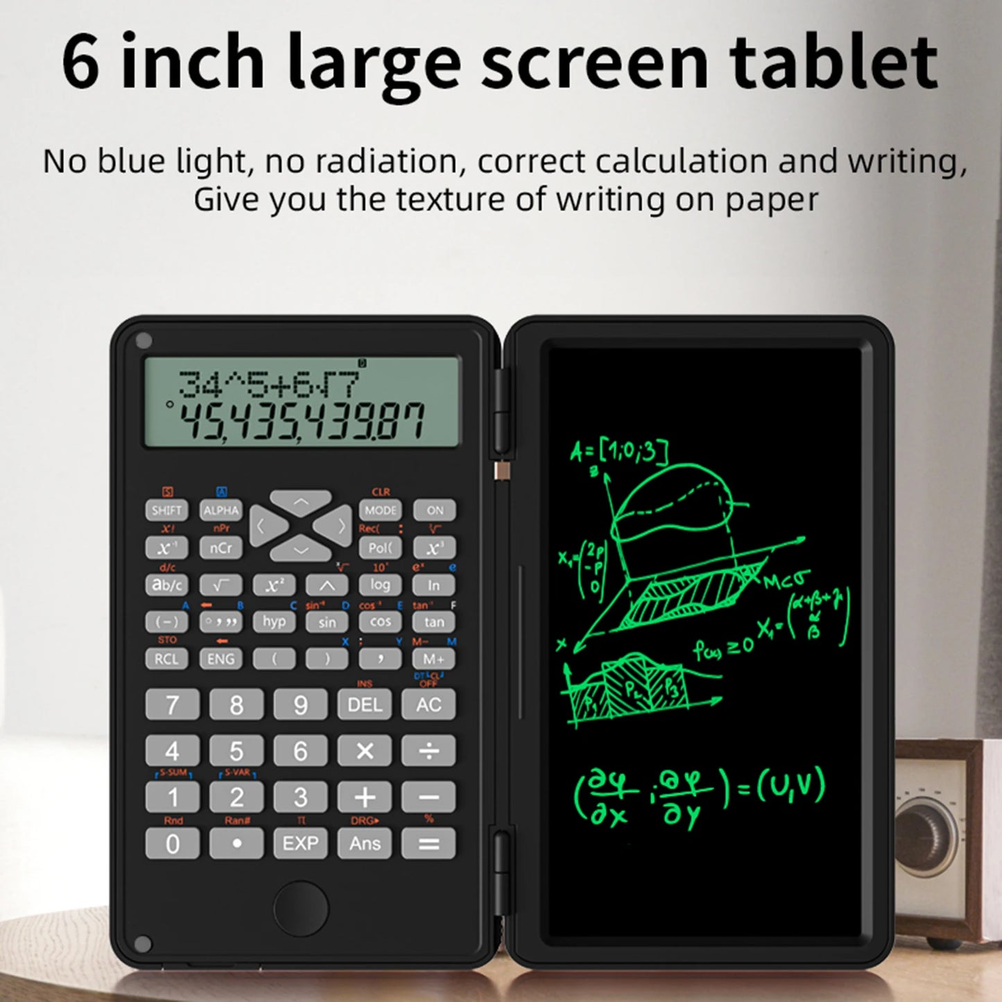 Scientific Calculator with Erasable Writing Board 2 Line LCD