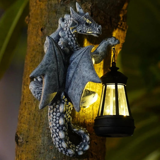 Dragon Tree Hugger Solar Lantern Garden Statue Resin Dragon Decor for Outdoor Perfect Garden Gift Yard Decor