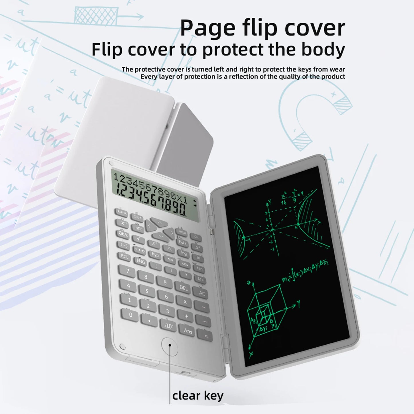 Scientific Calculator with Erasable Writing Board 2 Line LCD