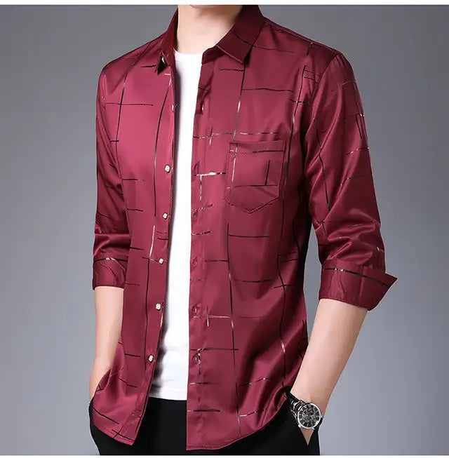 Men's Clothing Spring Summer Thin Business Casual Turn-down Collar