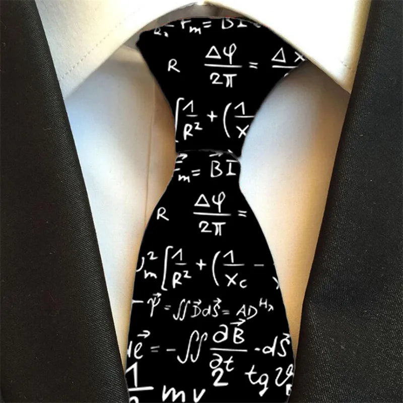 Fun Mathematical Formula Men's Tie 3D Printing 8CM Fashion