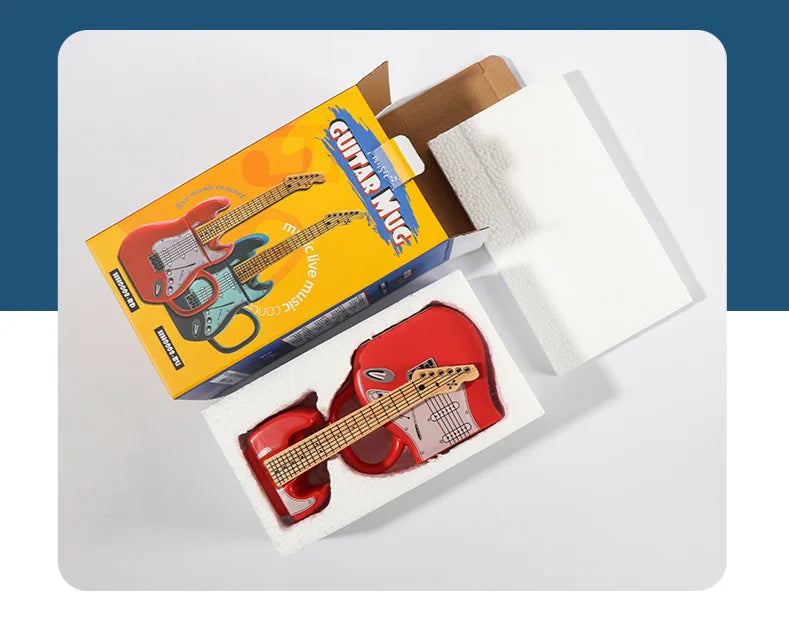 Creative Guitar Cup Shape Mug With Lid Novel 3D