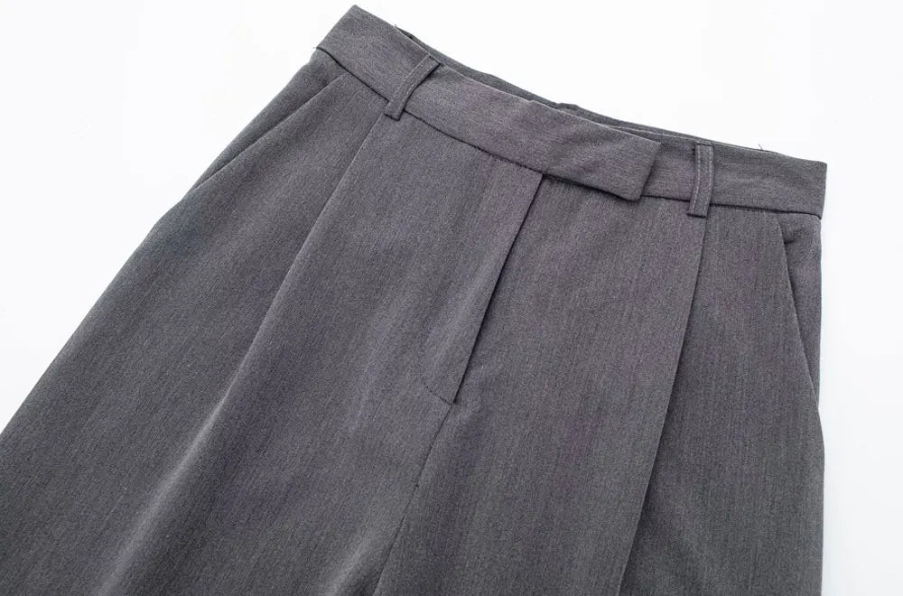 Vintage High Waist Zipper Fly Female Trousers