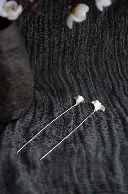 Designer original new in jewelry for women antique apricot leaf hairpin 925 silver