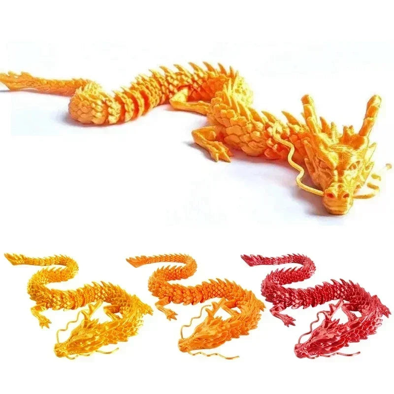 3D Printed Dragon Ornaments Luminous Chinese Long Flexible Articulated