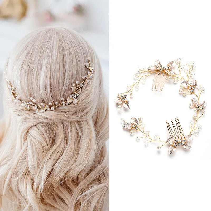 Wedding Hair Accessories Flower Hair Clips Hairpin Crystal Bride Headdress